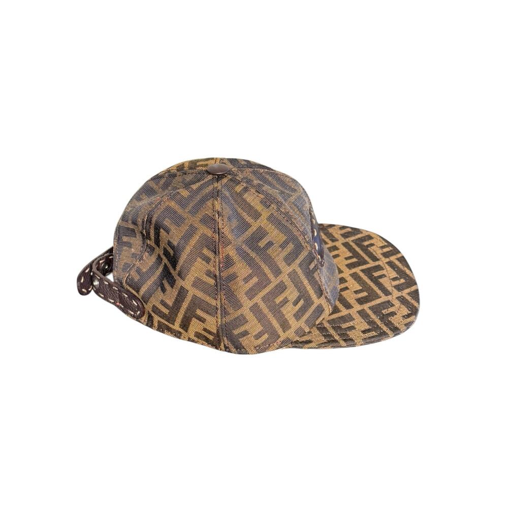 Fendi Selleria FF Canvas Baseball Cap w/Leather Accents Size XL - Picture 3 of 14